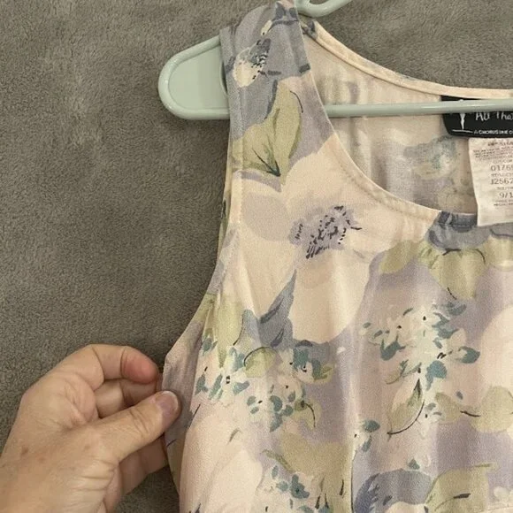 Vintage All That Jazz Dress Womens 9/10 Purple Floral Maxi Sleeveless 90s‎ USA - Picture 8 of 16